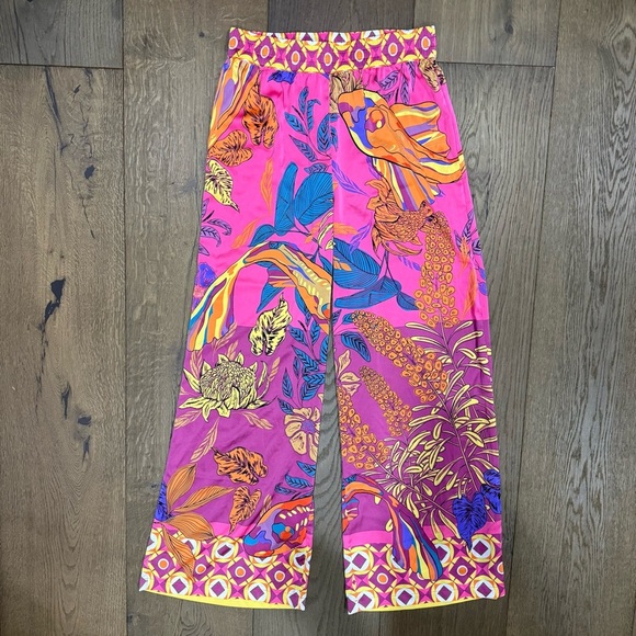 Rachel Zoe Pants - Rachel Zoe Wide-Leg Paisley Pull-On Silky Satin Flowy Pants